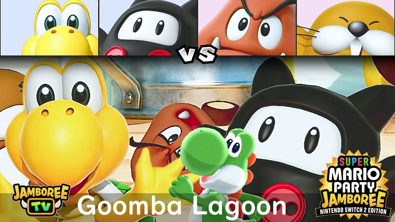 Super Mario Party Jamboree TV Koopa Troopa and Ninji vs Goomba and Monty Mole in Goomba Lagoon