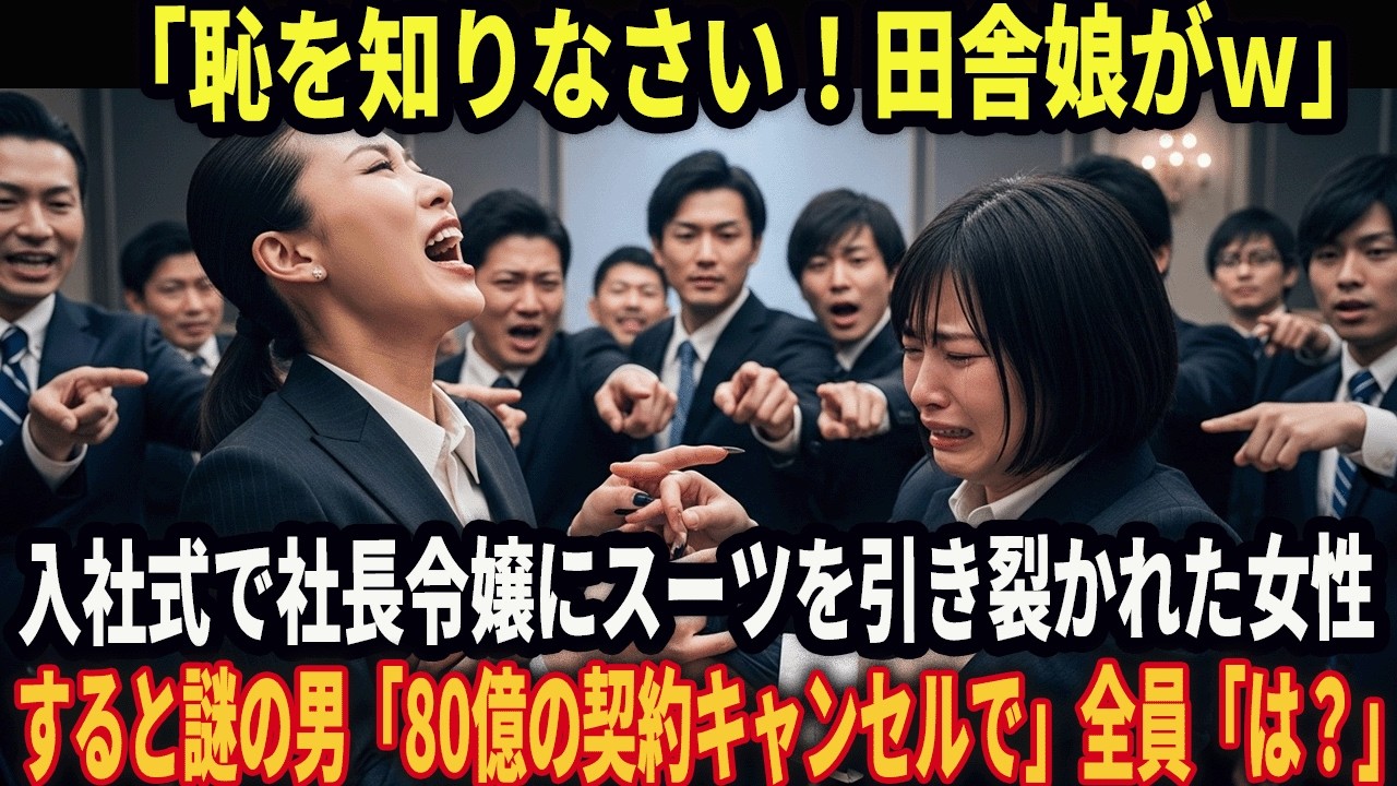 なんということ？？彼女は叫んだ…「田舎モノは身の程を知りなさいw」入社式で社長令嬢にスーツを引き裂かれた女性。すると謎の男「80億の契約キャンセルで」全員「は？」