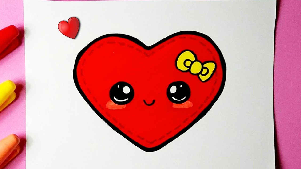 Como Desenhar Coração fofo Kawaii ❤ Desenhos kawaii - Desenho para Desenhar