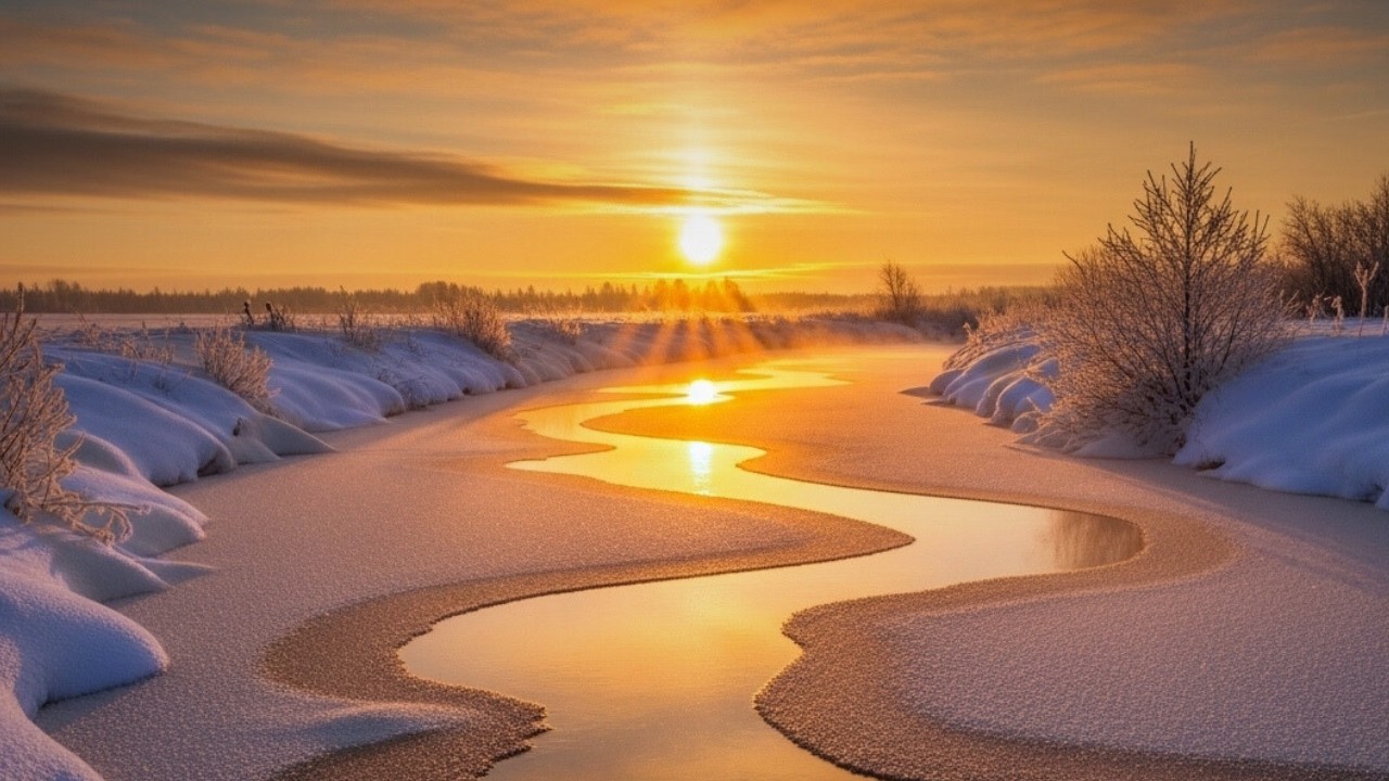Where Winter Meets the Sun ☀️ A Calm Snow Sunset Journey/ Taylor Evans
