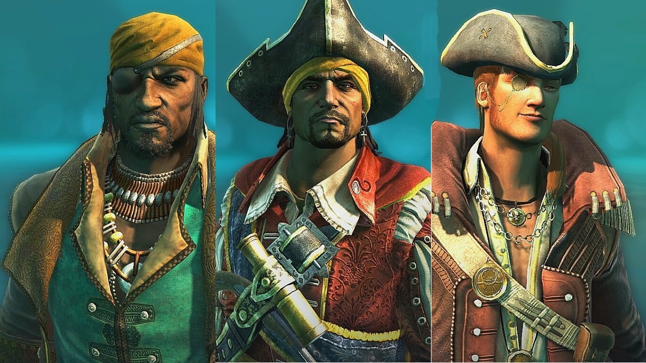 AC4 Illustrious Pirates DLC Multiplayer costumes Stede Bonnet, Treasure Hunter, Henry Morgan outfits