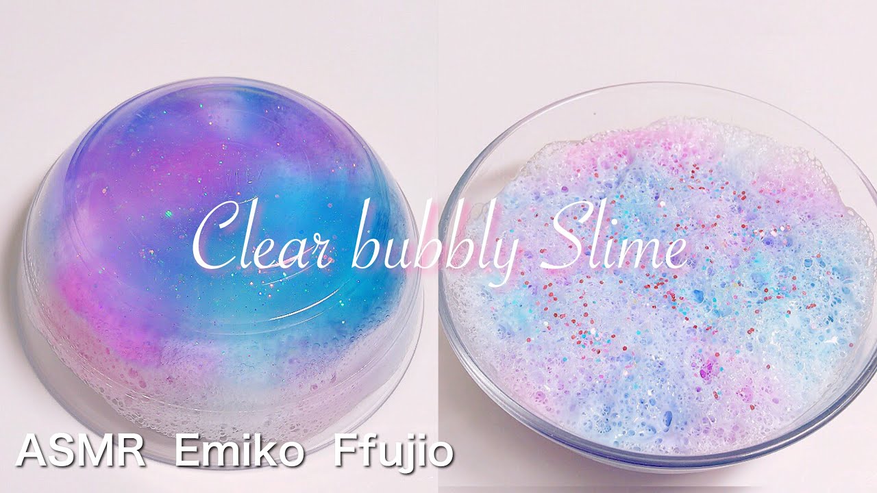 【ASMR】🦄クリアしゅわしゅわスライム💧【音フェチ】투명거품 슬라임  Clear bubbly slime No talking ASMR