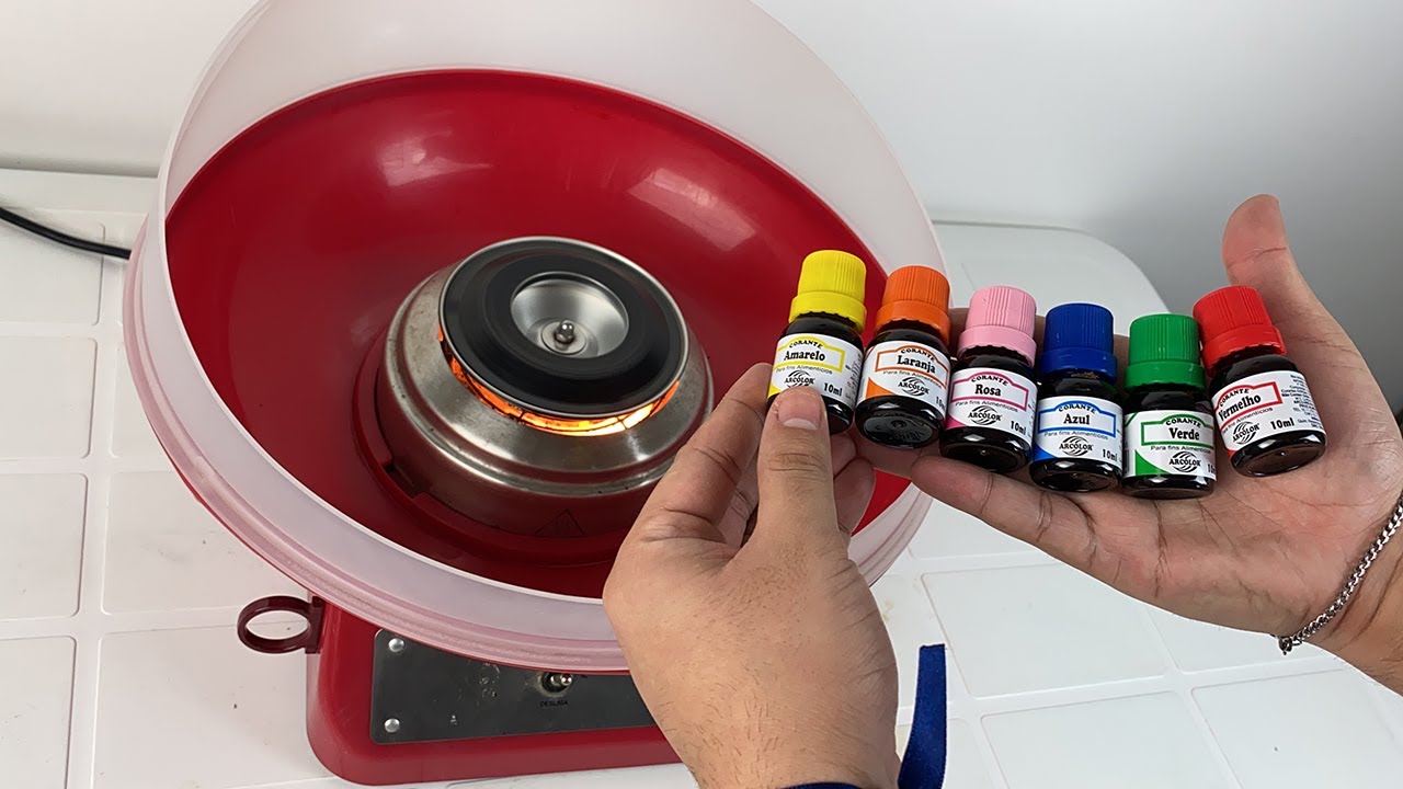 COLOQUEI CORANTE NA MÁQUINA DE ALGODÃO DOCE E OLHA O QUE VIROU!