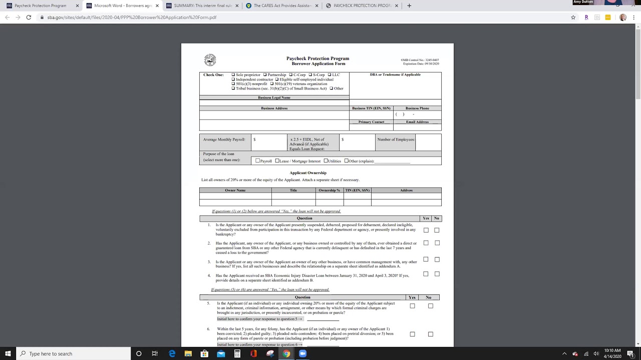 PPP Application Walkthrough