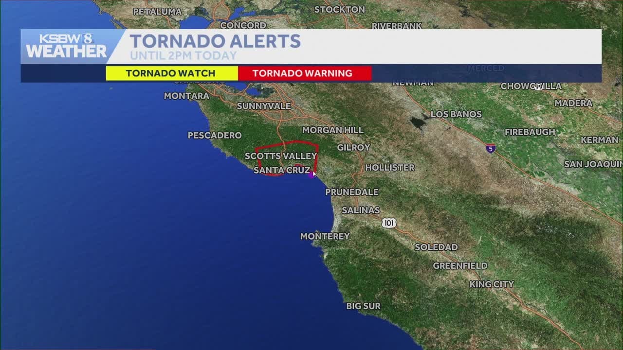 Tornado warning issued for parts of Santa Cruz County Christmas Day