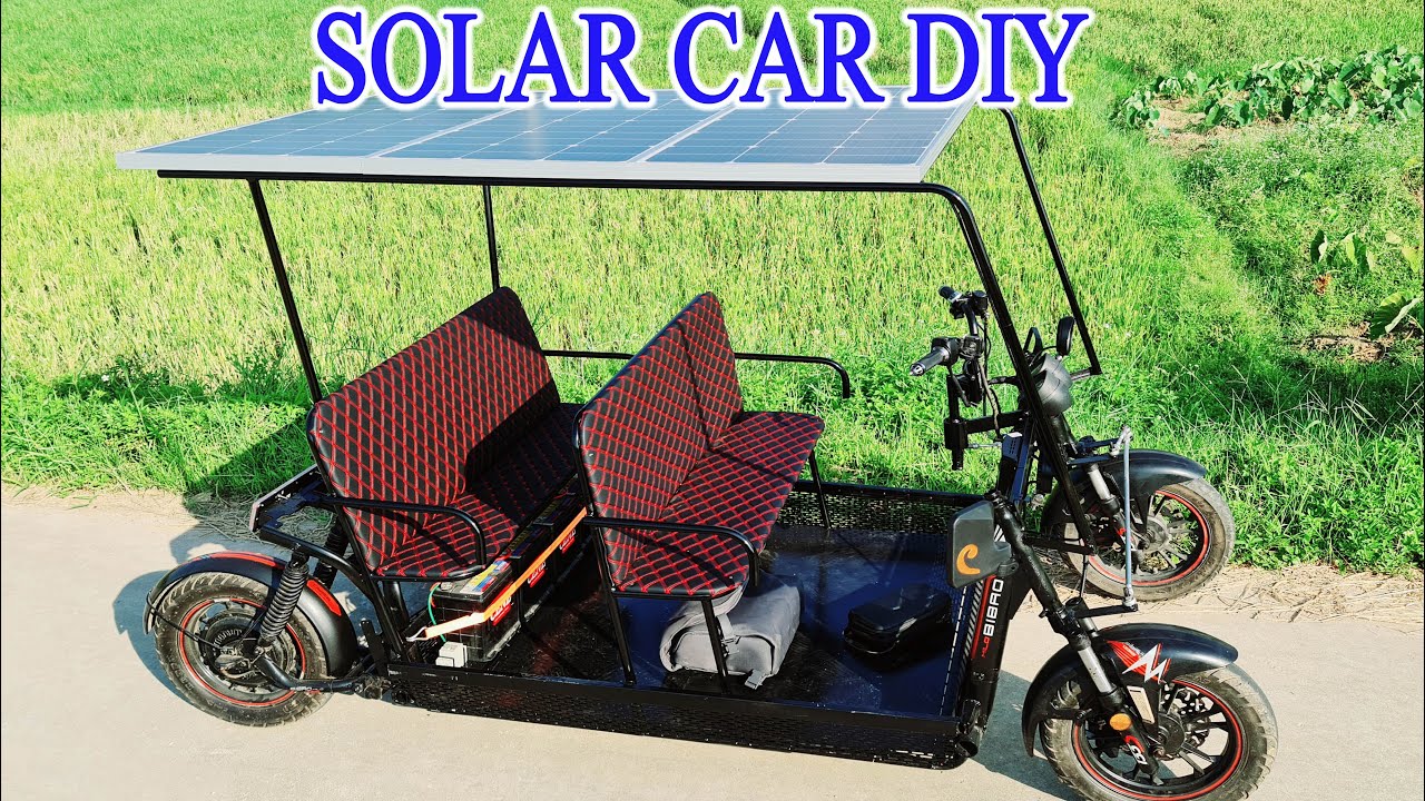 Upgrade Electric Car DIY 1000w to Electric Solar Car with Two Old Bike