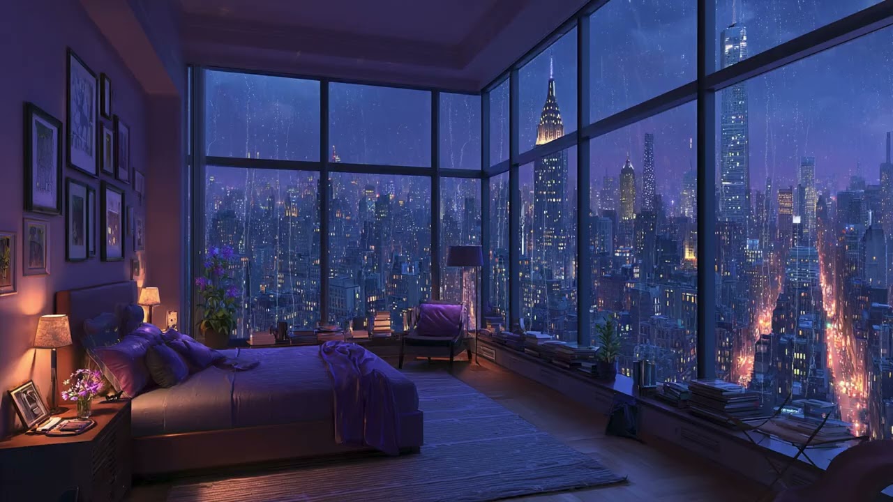 Late Night NYC Rain Ambience City Sounds for Deep Sleep Peaceful Study and Calm