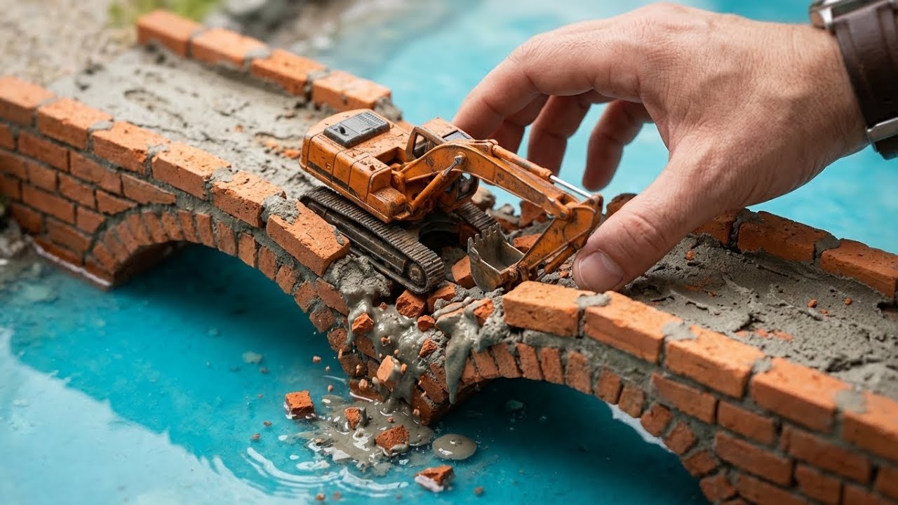 Amazing Road Repair: Fixing Giant Sinkhole with Real Bricks & Cement