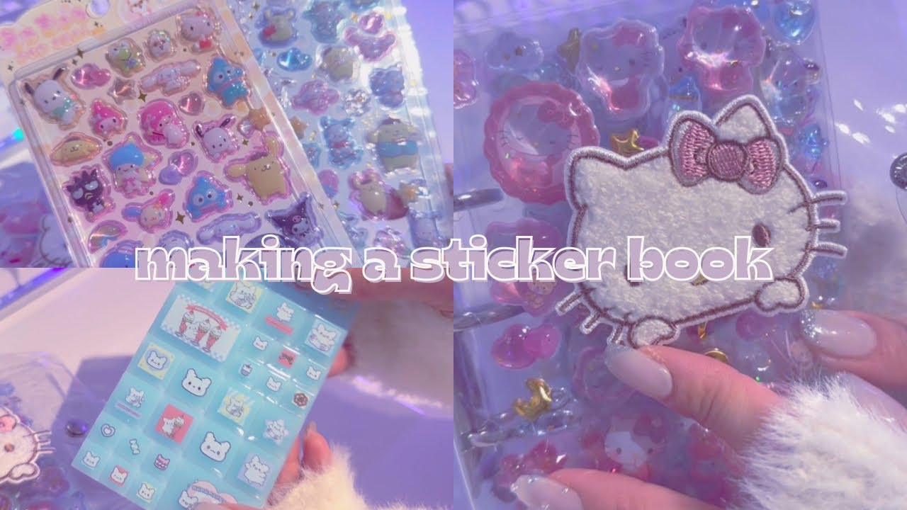 サンリオ縛りのシール帳作り💞タイルシール💎うるちゅるポップシール🤍🐰📖作業動画┊asmr🎧𝜗𝜚˚⋆