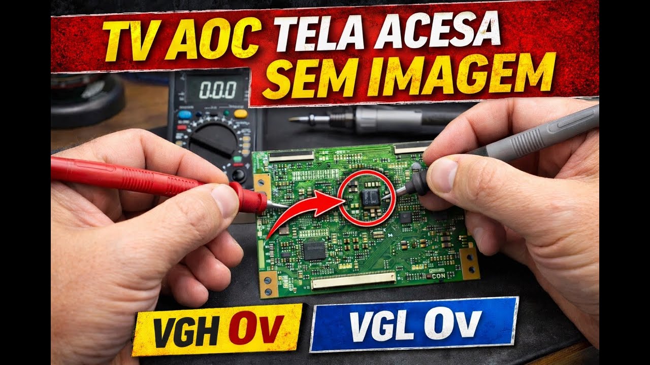 TV acende o backlight mas não mostra imagem Veja esse defeito na V-CON!