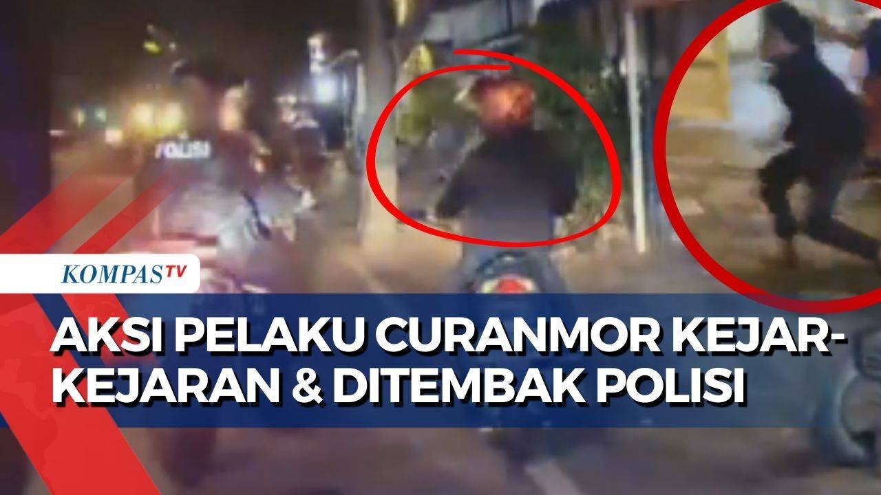 Rekaman Aksi Pelaku Curanmor di Surabaya Dikejar hingga Ditembak Polisi