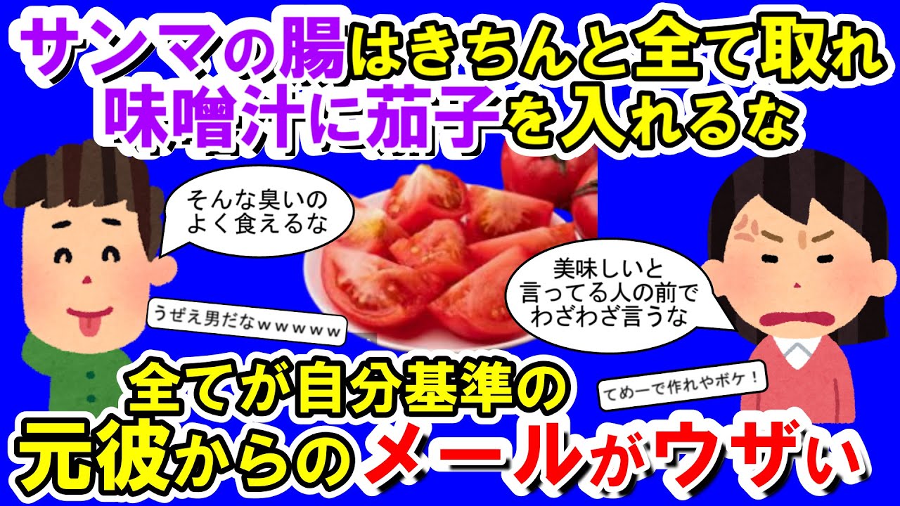 【2chメシマズ】自分が育った食生活以外認めなかった元カレから大量メールが！！！全てが自分基準の元彼カレからのメールがウザい・・・【2chスレ・ゆっくり解説】