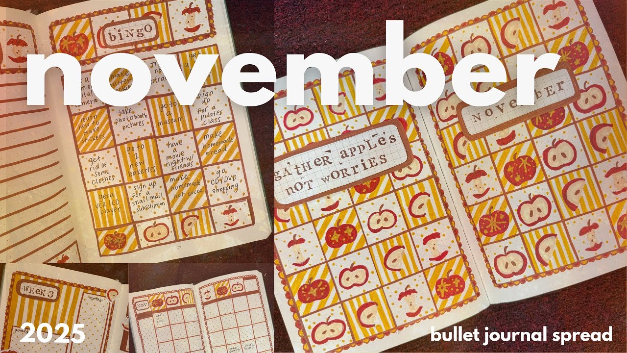 JOURNAL WITH ME: NOVEMBER 2025 Fall Apple Bullet Journal Spread🍎