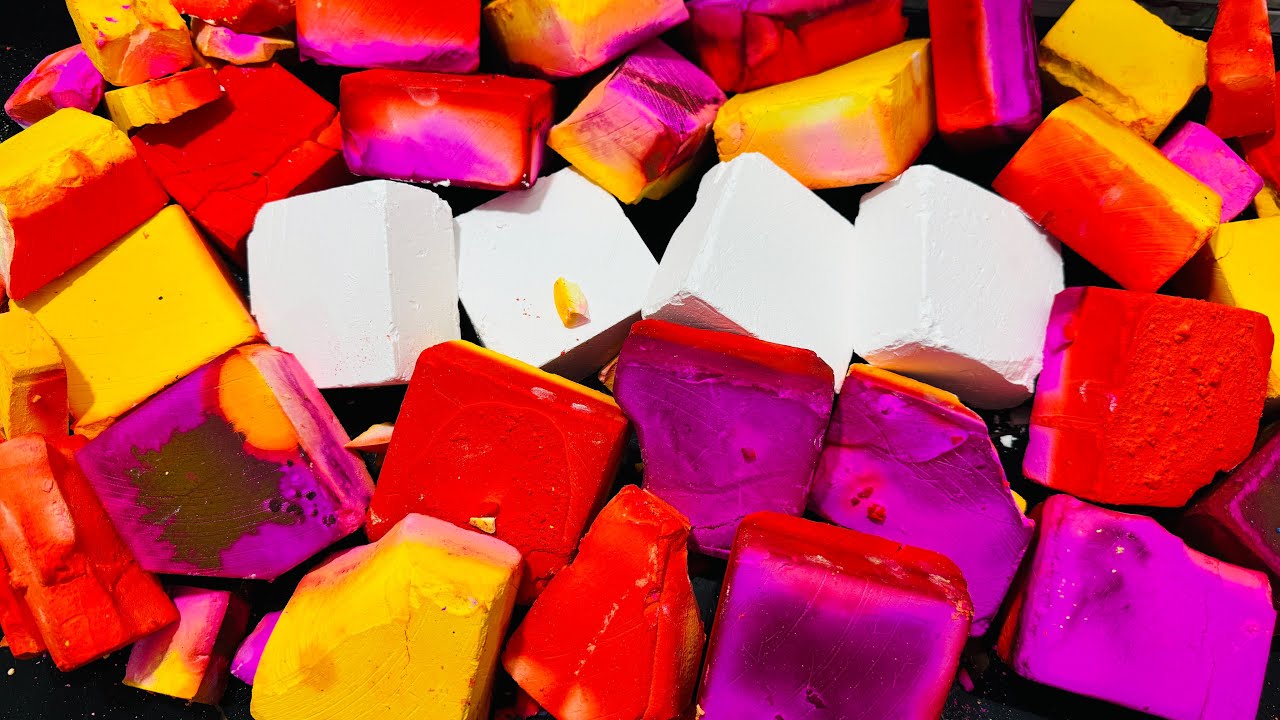 Both HB🎉 I Colourful Fresh Dyed Gym Chalk ASMR Crush | Oddly Satisfying ASMR