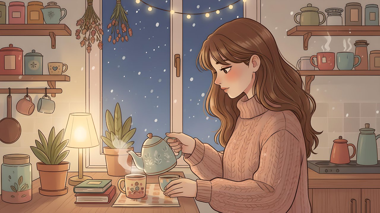 Snowy Evening Tea Time | Soft Chill Vibes for Cozy Workspaces