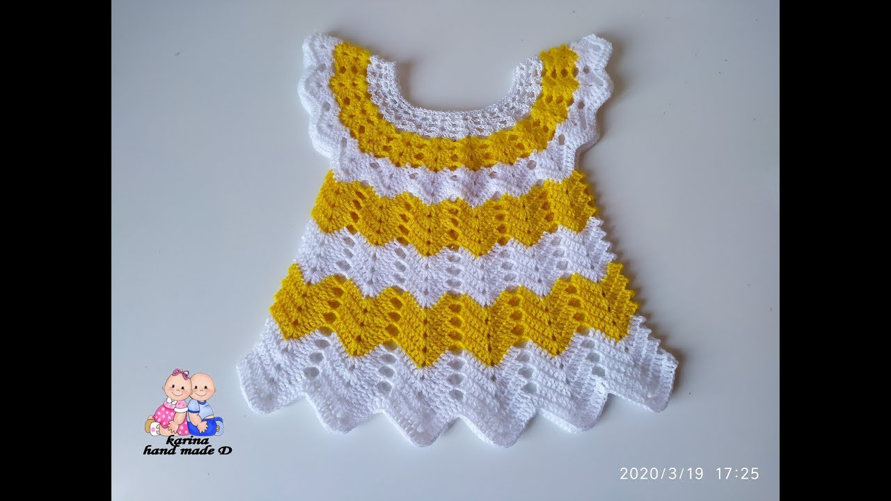 Crochet baby dress. Step by step. Part 2