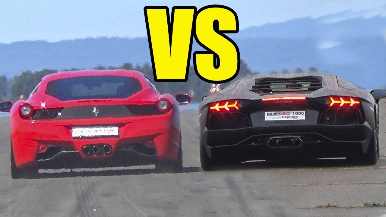 FERRARI 458 ITALIA vs LAMBORGHINI AVENTADOR  🚀*ACCELERATION SOUND*🚀