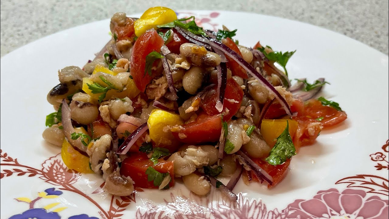 РЕЦЕПТ СЫТНОГО САЛАТА С ФАСОЛЬЮ 