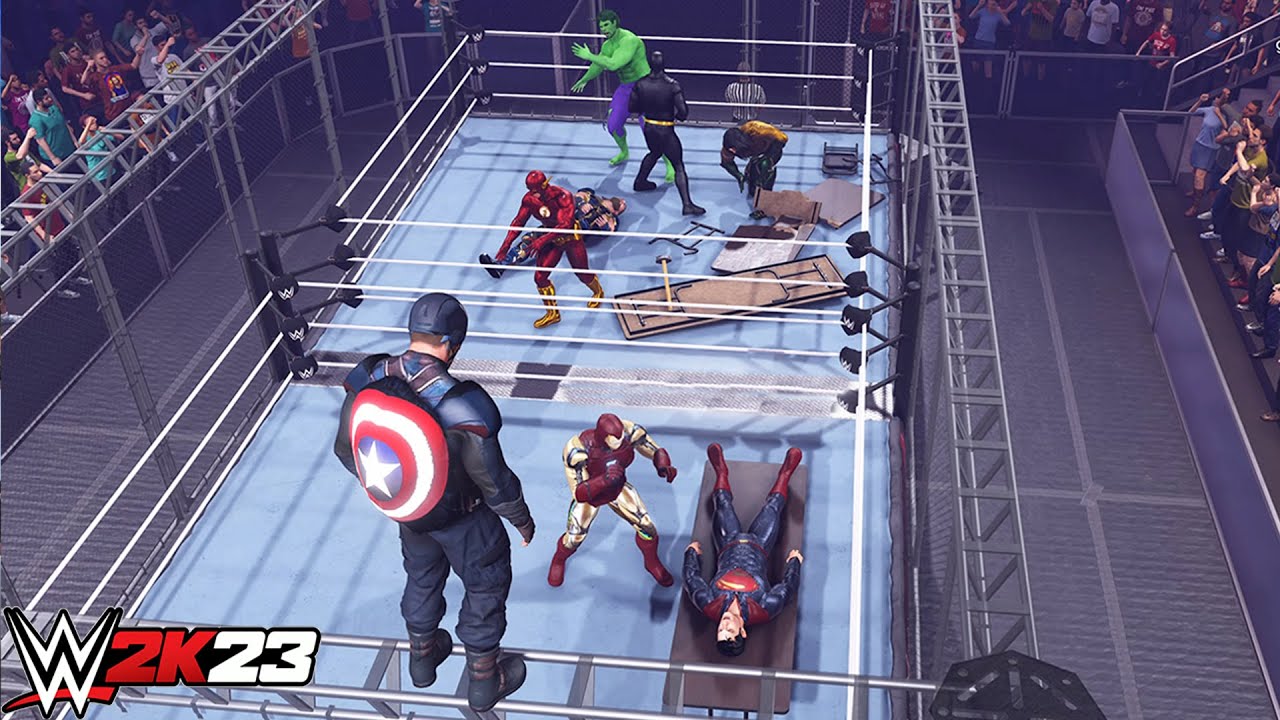 Мстители против супергероев DC: Война игр | Командные бои — WWE 2K23 PS5 [4K]