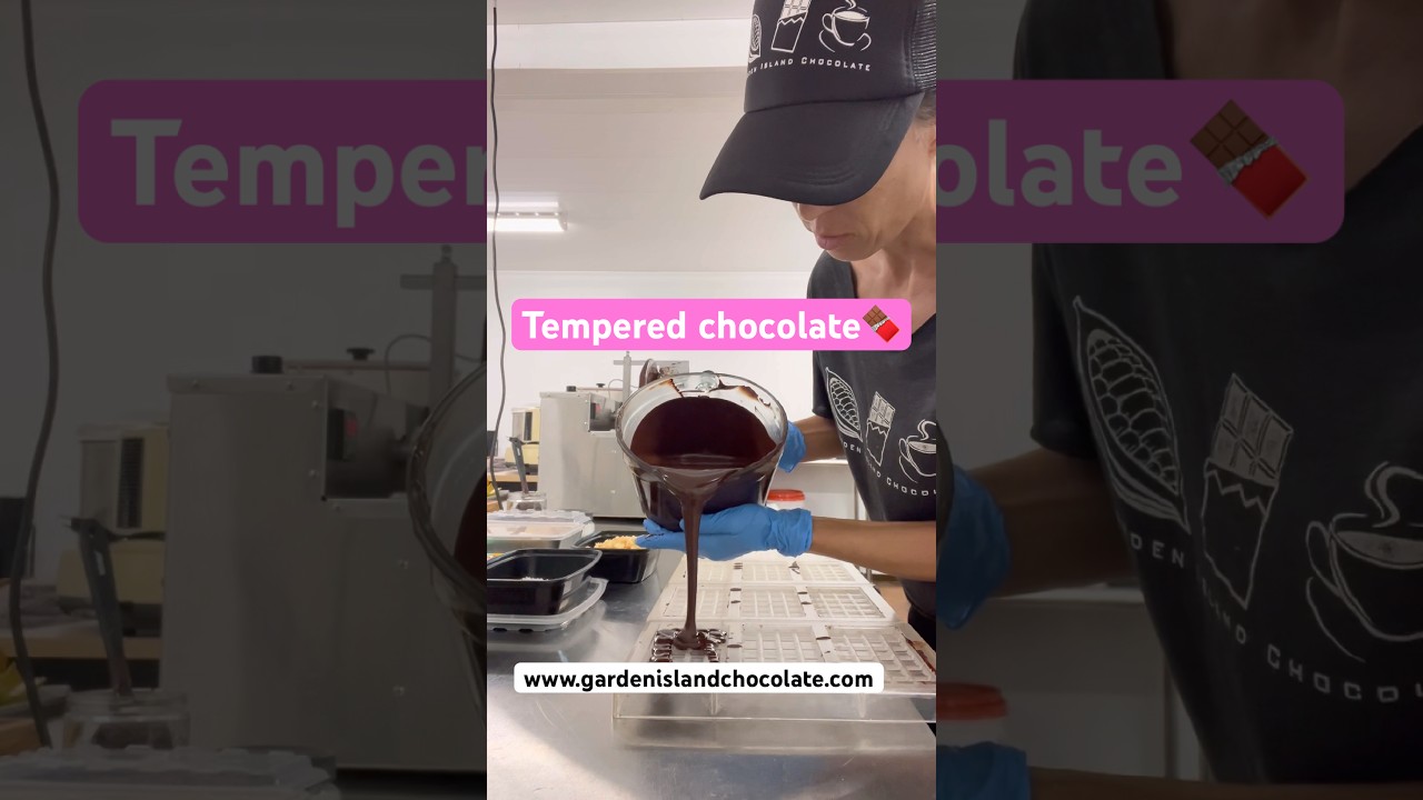 Pouring tempered chocolate. It&rsquo;s really just to make it shelf stable against fat bloom&hellip;