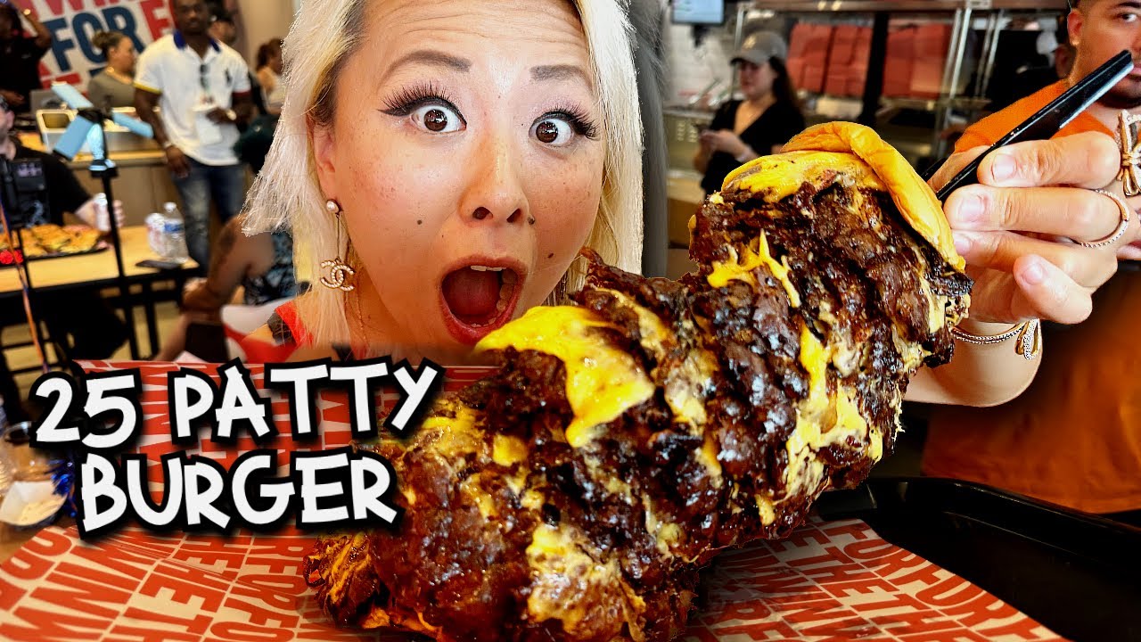 25 PATTY BURGER CHALLENGE at For The Win in Los Angeles, CA!! #RainaisCrazy