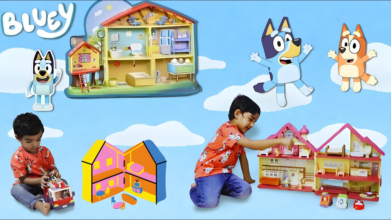 Vacation ‼️Bluey toys  || New Bluey Tile Town Magnetic Playset - Fun & Playful Video for Kids