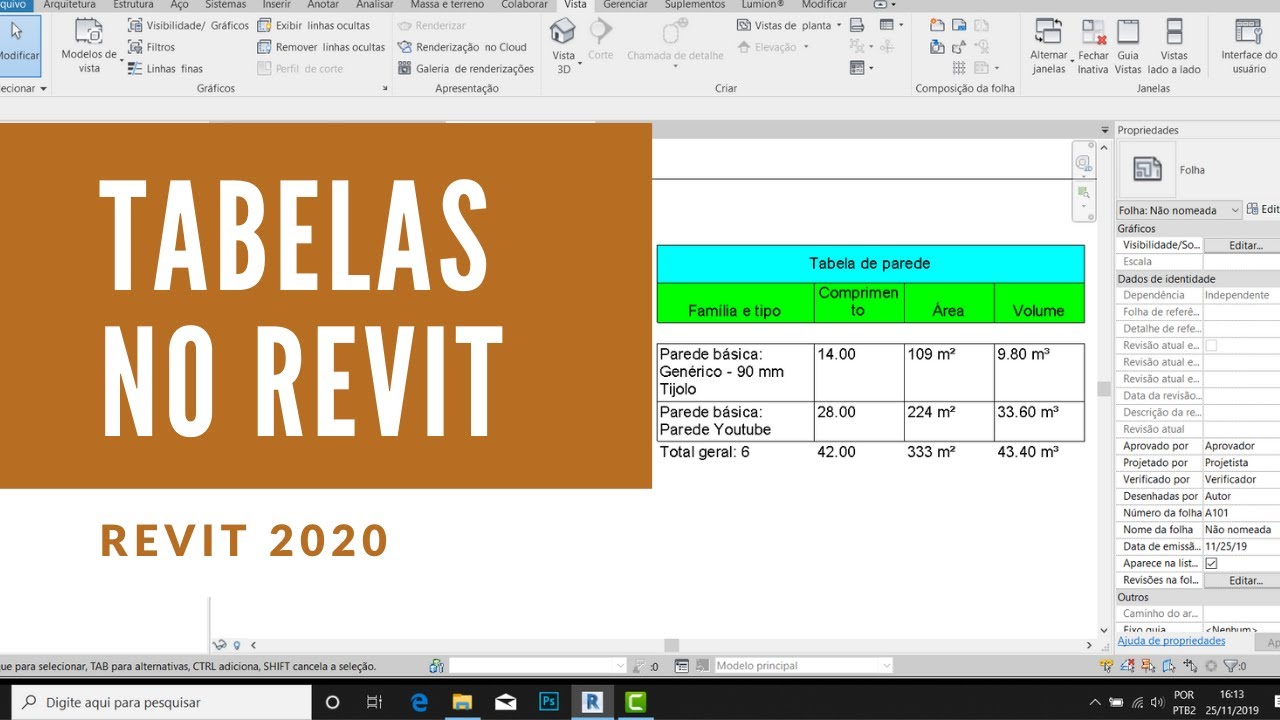 Tabelas no Revit - Levantamentos de Materiais no Revit