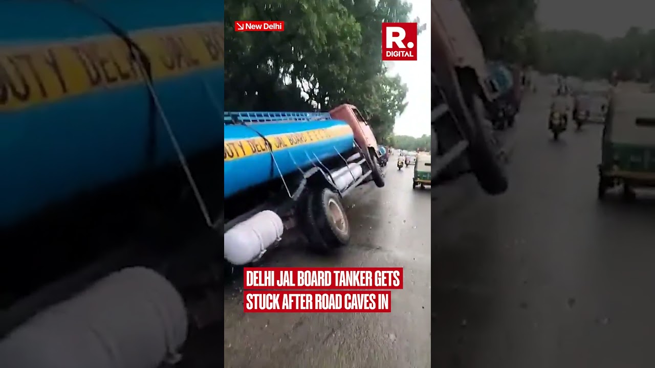 BRT Corridor Collapses, Delhi Jal Board Tanker Gets Stuck