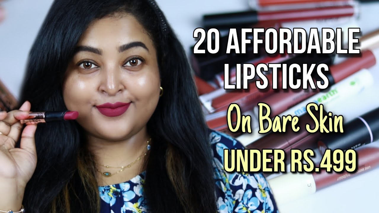 20 AFFORDABLE LIPSTICKS ON BARE SKIN under Rs.499|| Nudes/Browns/Pinks/Reds/Wines||REVIEW & SWATCHES