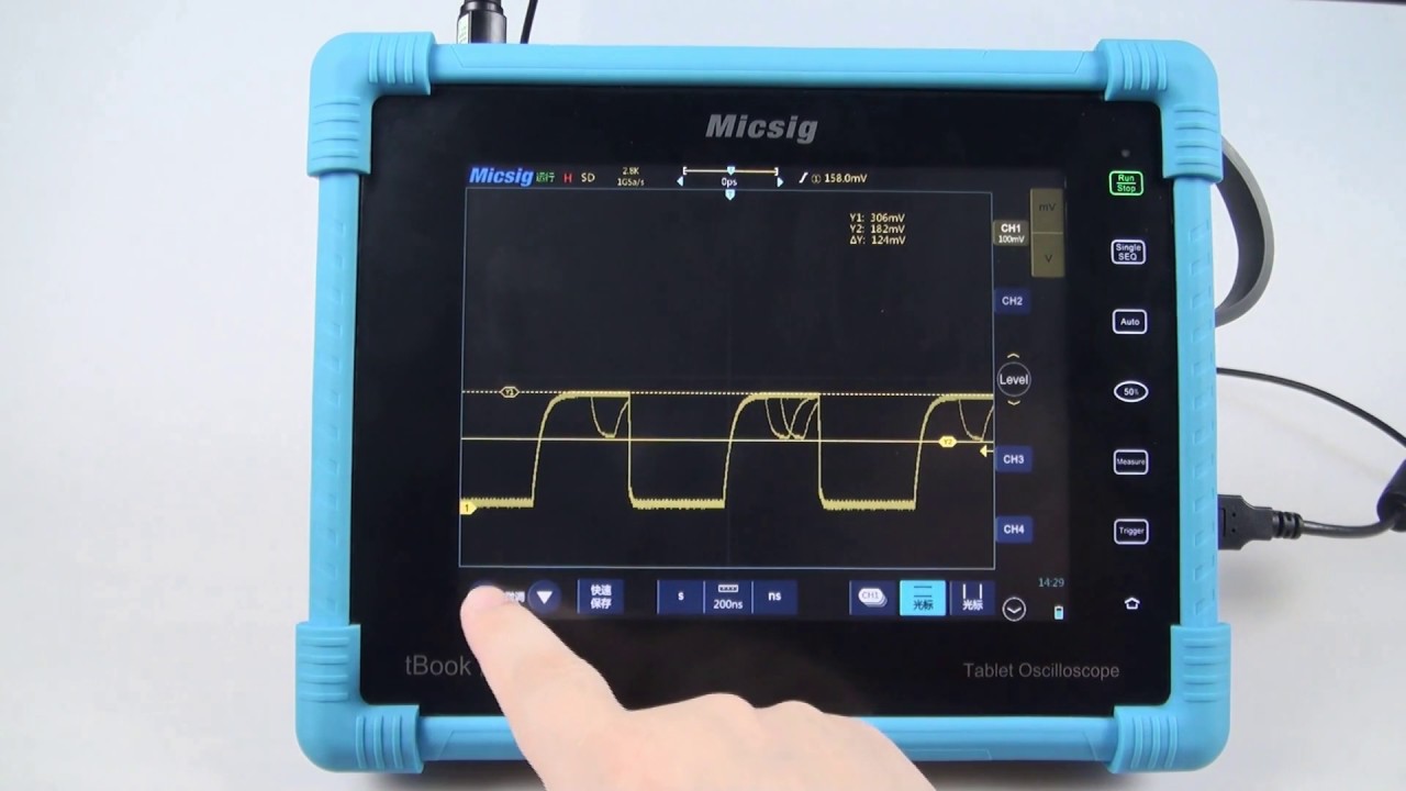 Micsig tablet oscilloscope TO1004 using Chinese language