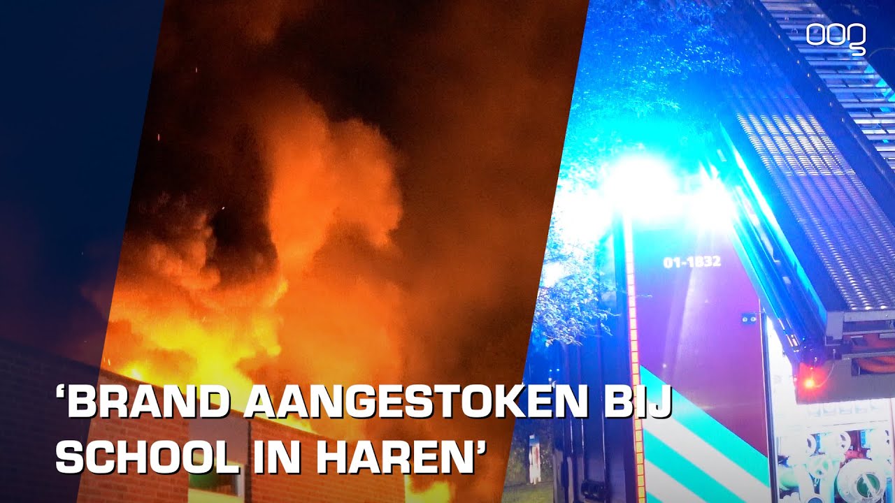 Brand bij school in Haren is aangestoken