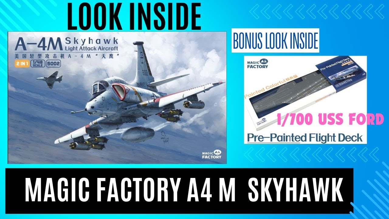Magic Factory 1/48 A4M Skyhawk, New Plastic Model Kits. 1/700 painted USS Ford Deck.