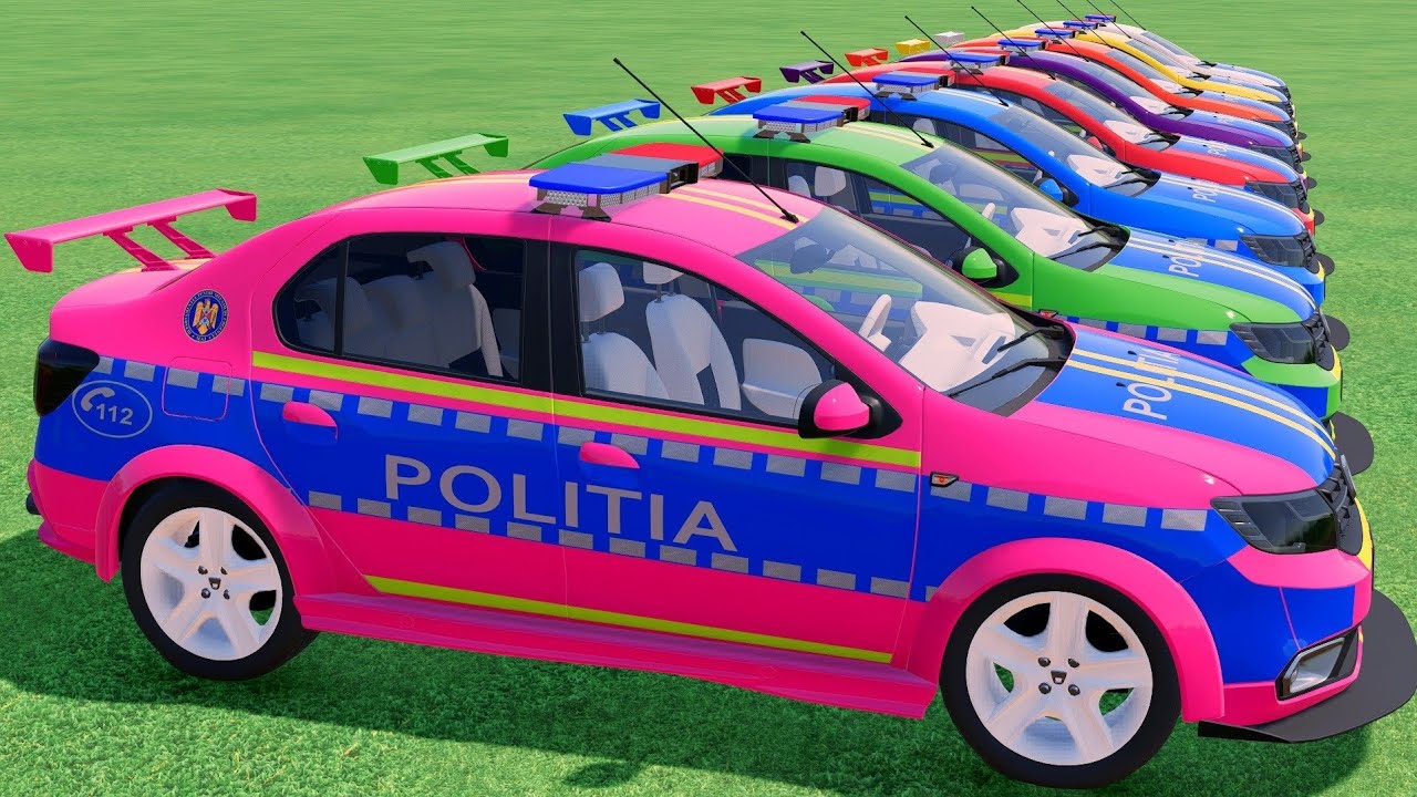 GO! POLICE CARS, AMBULANCE, FIRE TRUCK, COLORFUL CARS WITH TRUCK & TRAIN FARMING SIMULATOR 22! #140