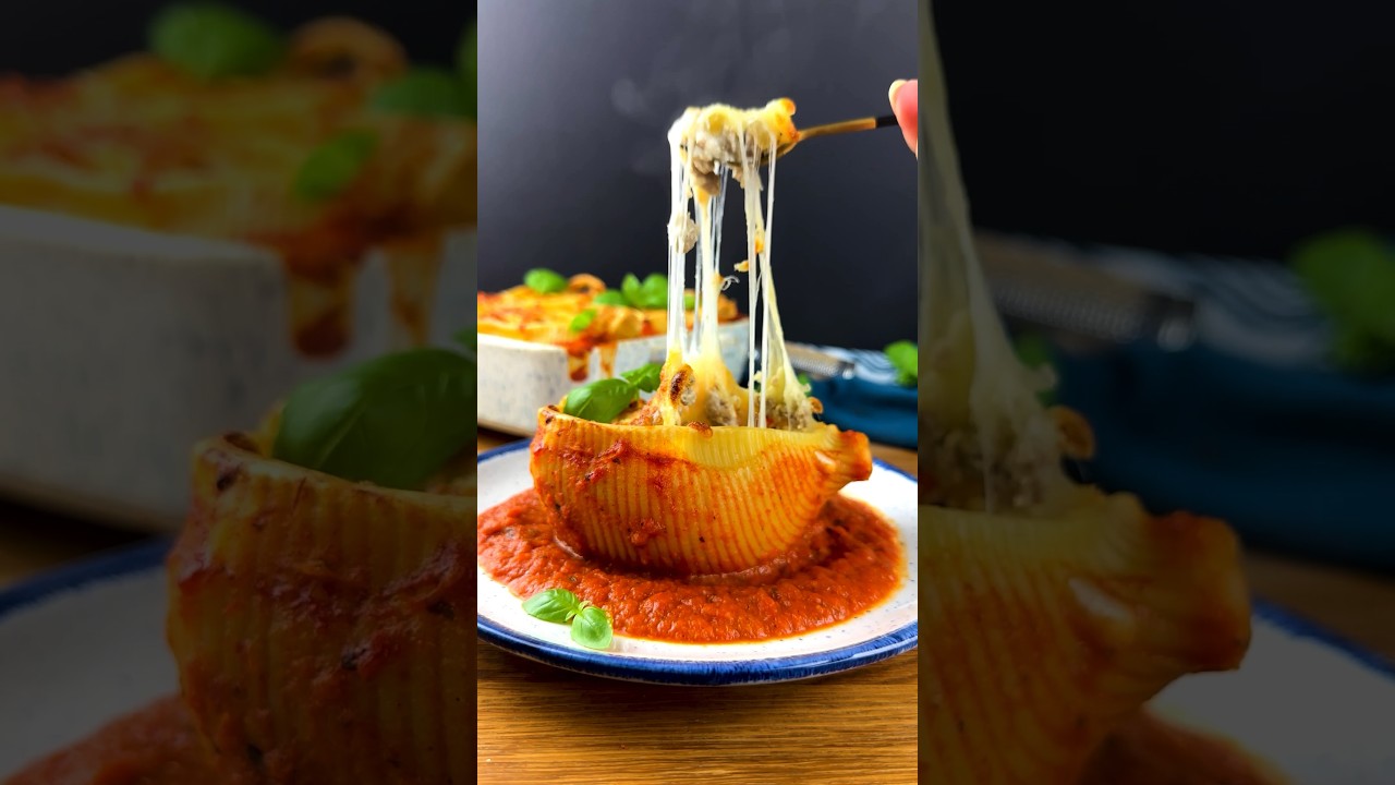 Creamy Beef-Stuffed Shells #pasta