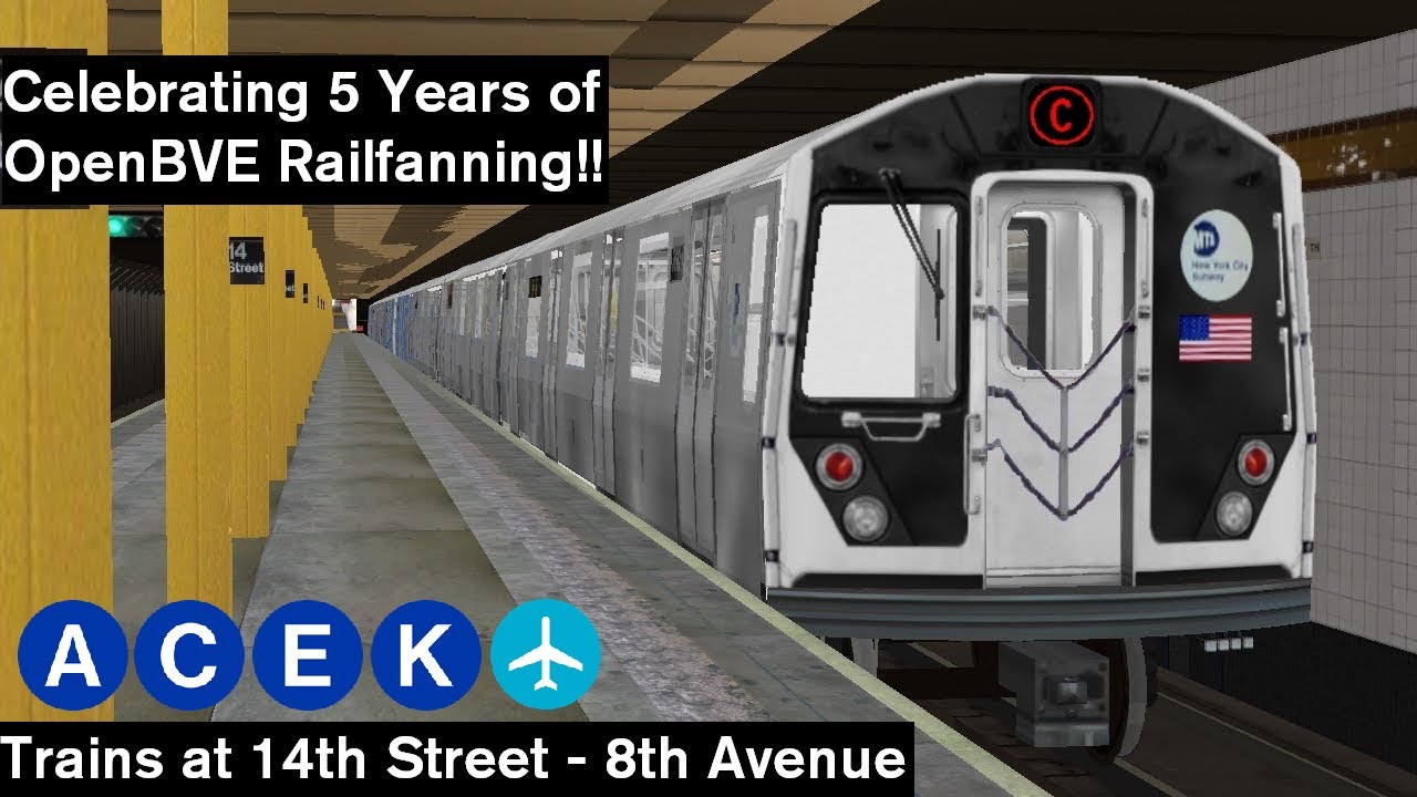 OpenBVE Virtual Railfanning: A, C, E, K and JFK Express Trains at 14th Street - 8th Avenue