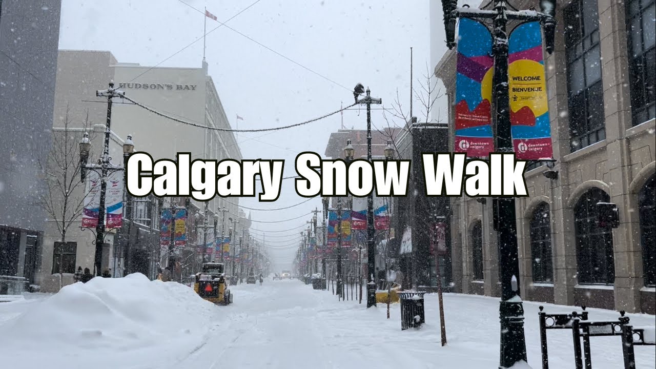 Calgary Snow Walk ❄️🚶‍♂️Downtown Calgary 🇨🇦