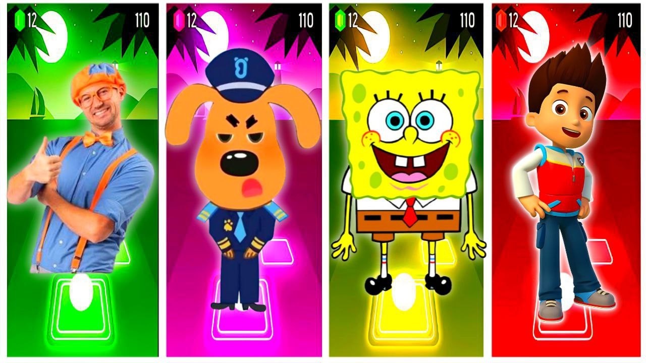 BlippivsSheriff LabradorvsSpongeBobvsPaw Patrol Tiles Hop EDM Rush🎶| Who Is Best?#coffindance