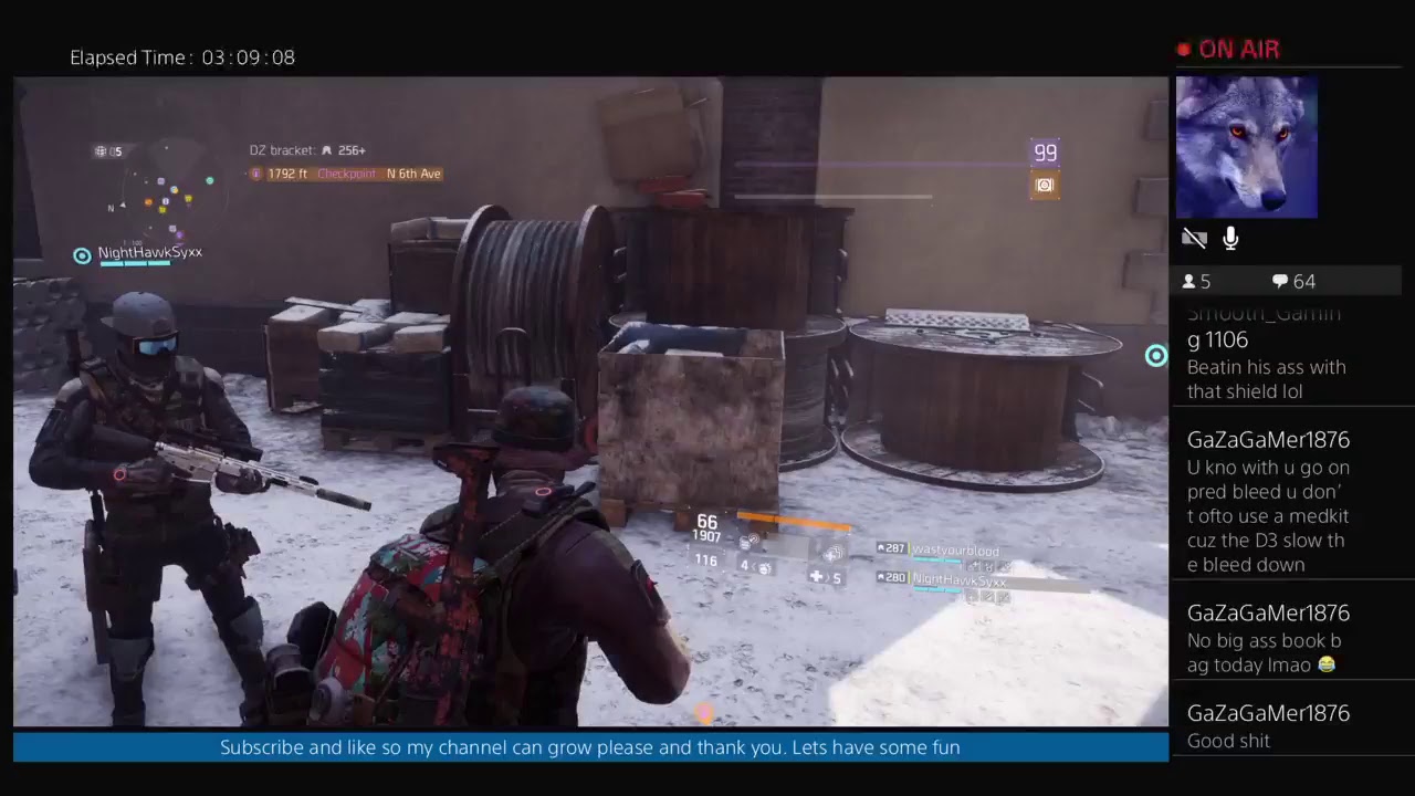 RyuFury09's Live PS4 Broadcast The Division 1.8.3 pvp balance player 100 subs goal