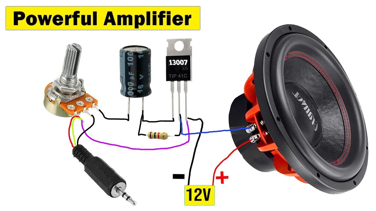 How to Make Powerful Amplifier Circuit using 13007 transistor ! Bass amplifier !