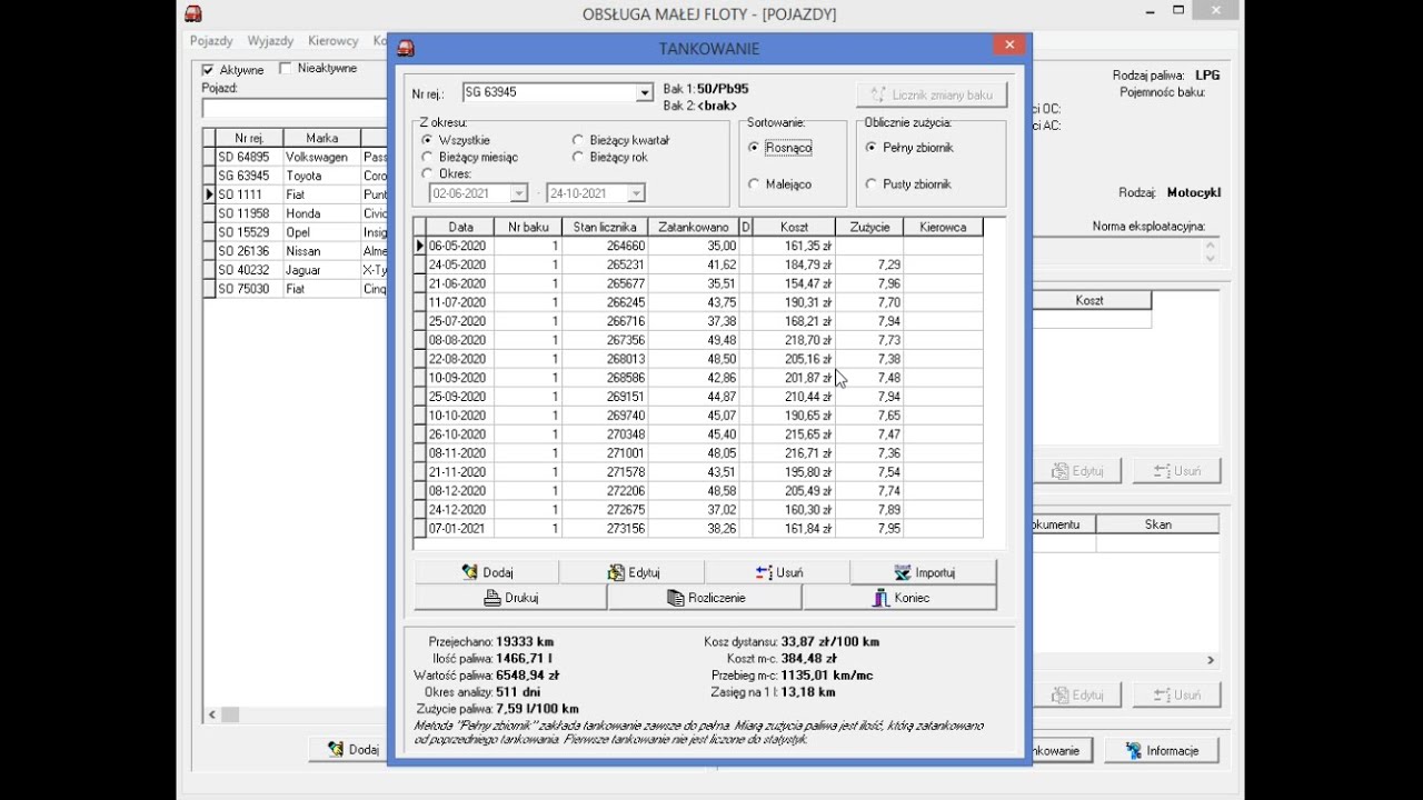 Obsługa Małej Floty - film instruktażowy programu komputerowego do obsługi pojazdów.