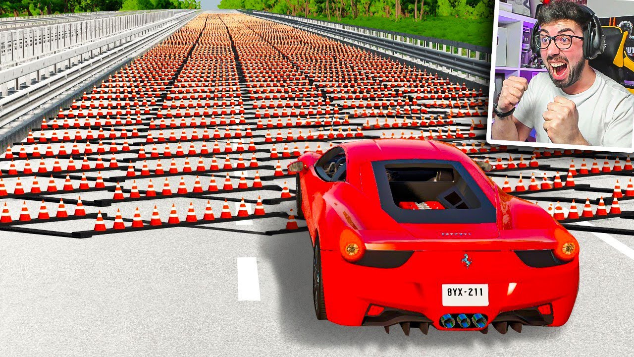 ACCIDENTES DE COCHES vs 1.000 PINCHOS 😱 | BeamNG Drive