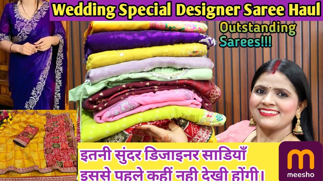 Meesho Wedding Soecial Designer Saree Haul/Partywear/Handwork Saree Haul/Meesho Haul
