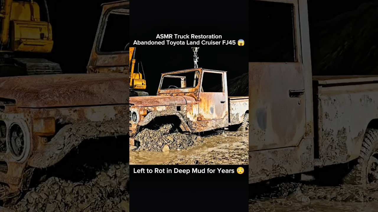 ASMR Truck Restoration | Abandoned Toyota Land Cruiser FJ45 😱 Deep in Mud for Years 😳 #restoration
