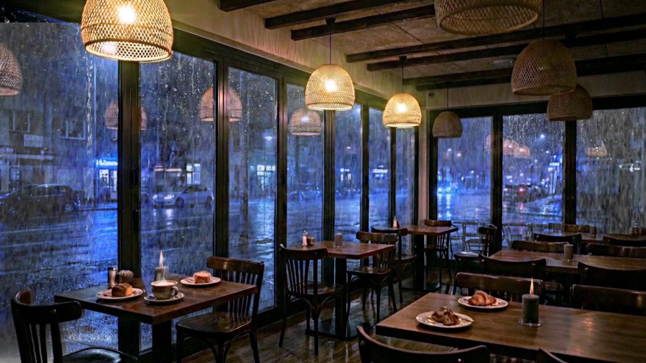 Cozy Coffee Shop Rain Sounds 🌧️☕ Jazz Piano Music for Deep Sleep, Study & Stress Relief