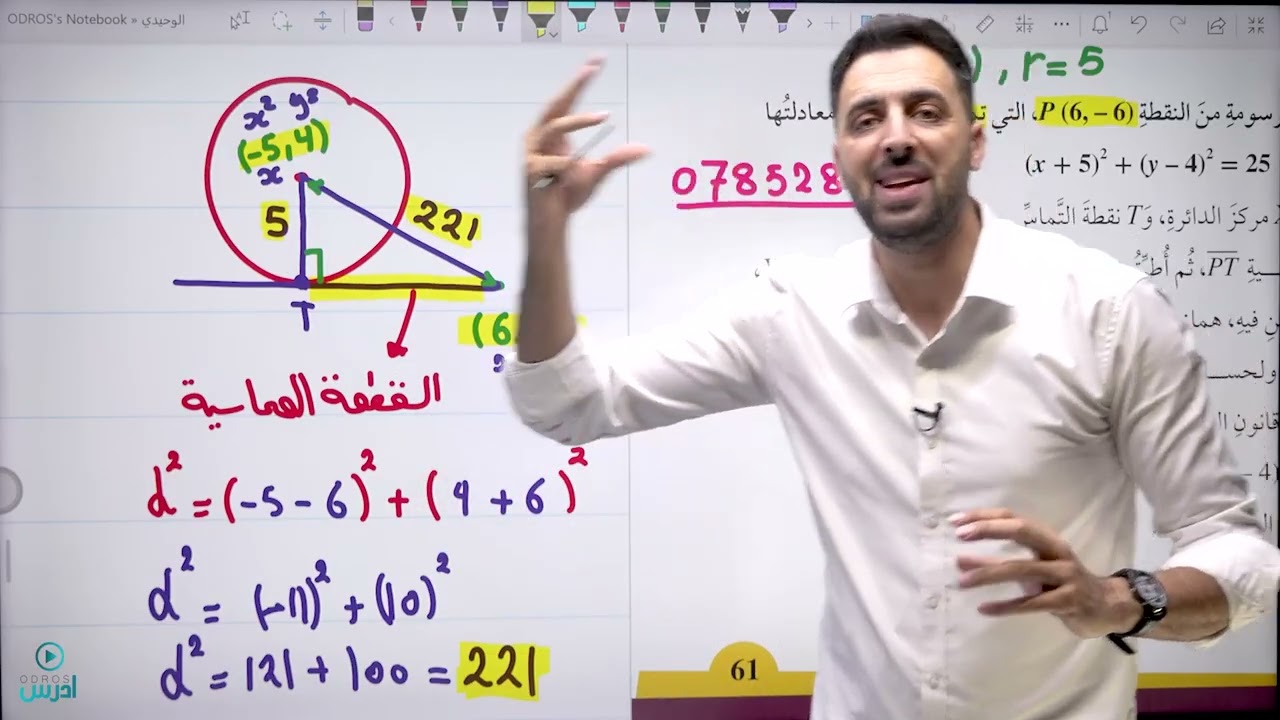 شرح درس  معادلة الدائرة  ج2   الأستاذ عمر الوحيدي
