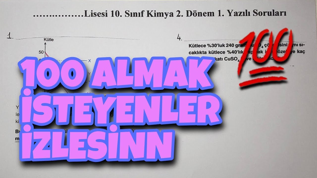 10.Sınıf Kimya 2.Dönem 1.Yazılı
