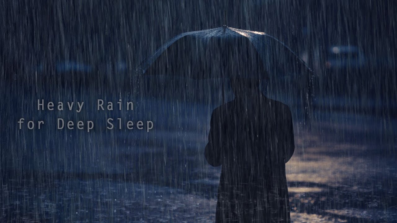Fast Deep Sleep 😴 Heavy Rain at Night & Thunder 🌧️⚡ Umbrella Shelter Sounds