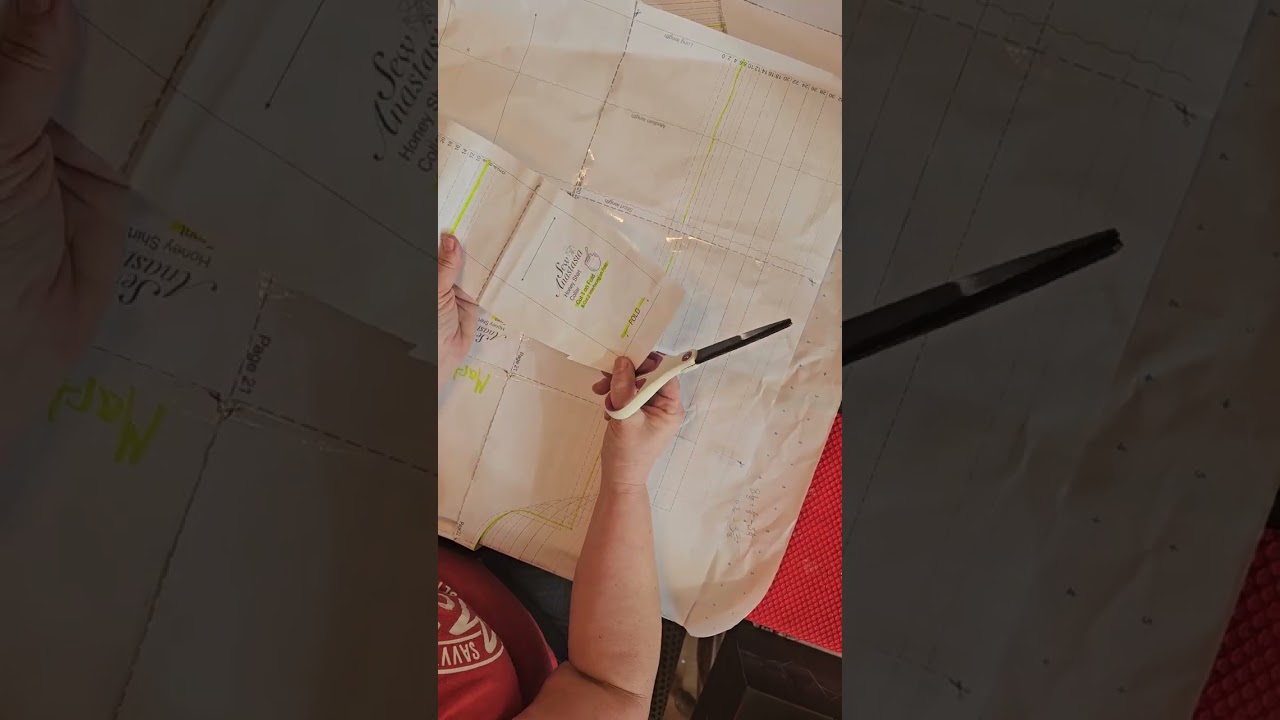 How to cut a pattern.  Pattern is the Honey Shirt by Sew Anastasia. #sewing #cosfashion 