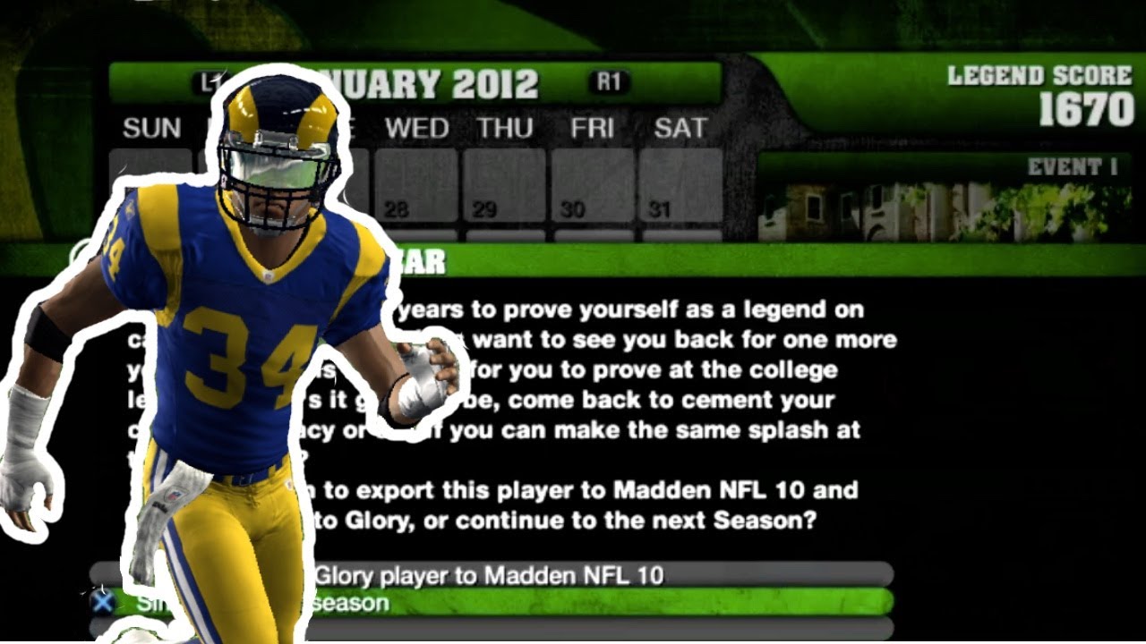 Importing My NCAA 10 Road To Glory CB Into Madden 10 Superstar Mode