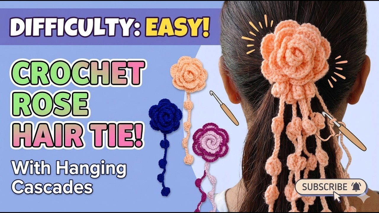Crochet Hair Accessory /Rose /Tulips /Buds /hindi /easy /English auto-dubbed